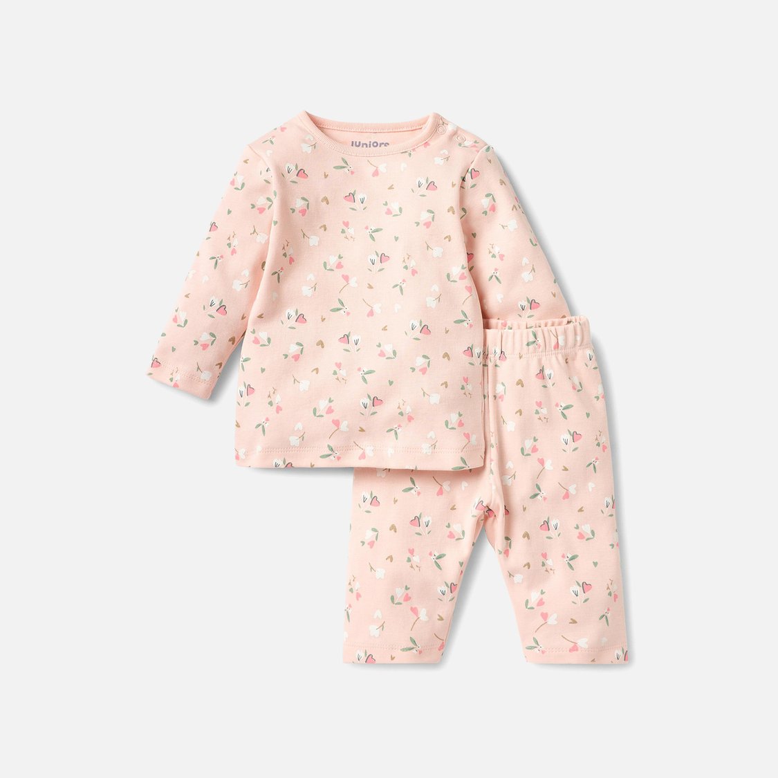 Juniors Floral Print Long Sleeve T-shirt and Elasticated Pyjamas - Set of 2