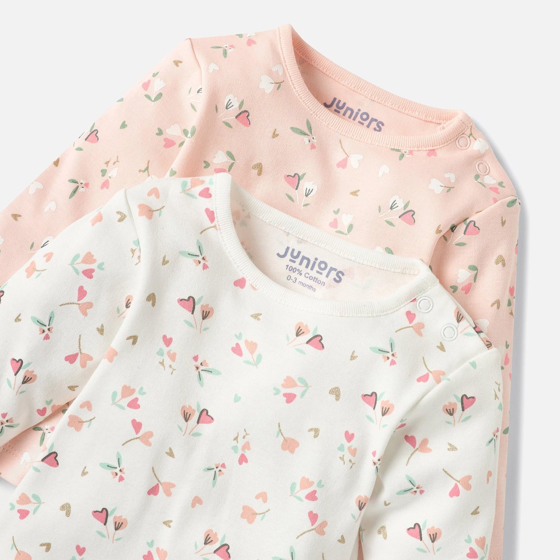 Juniors Floral Print Long Sleeve T-shirt and Elasticated Pyjamas - Set of 2