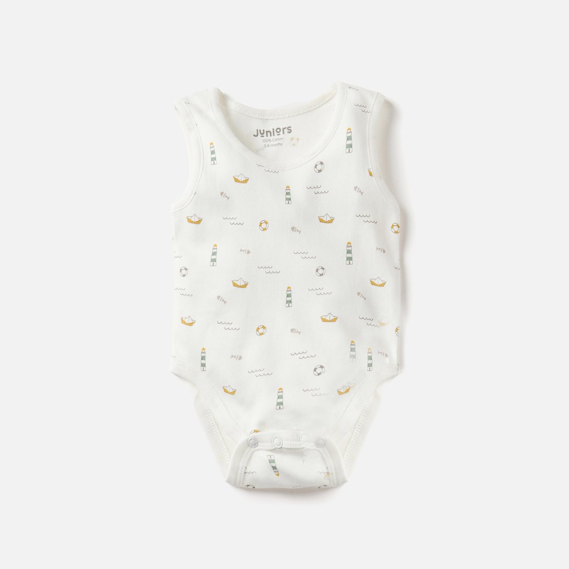 Juniors Printed Sleeveless Bodysuit with Snap Button Closure - Set of 3
