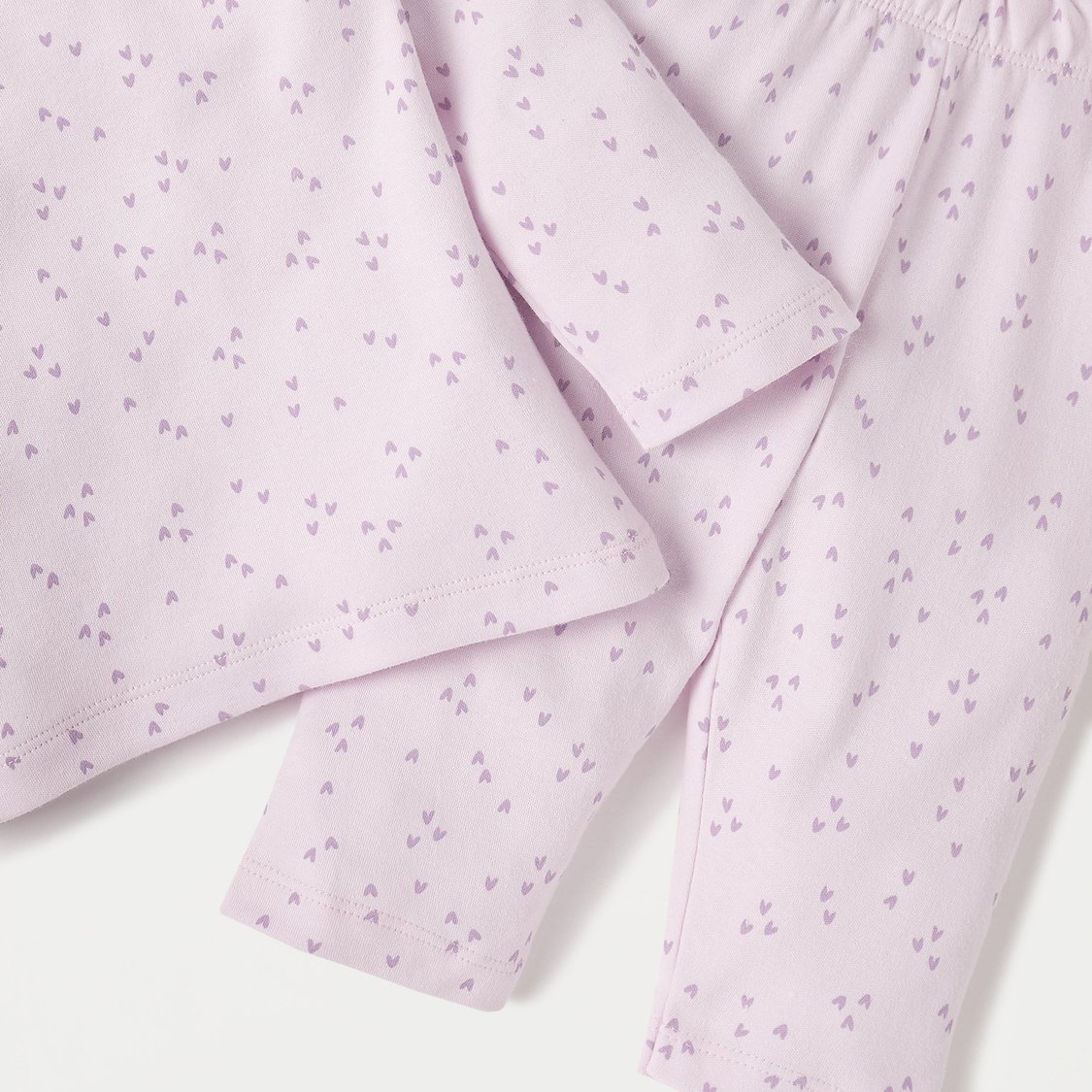 Juniors Heart Print Long Sleeves T-shirt and Pyjama Set