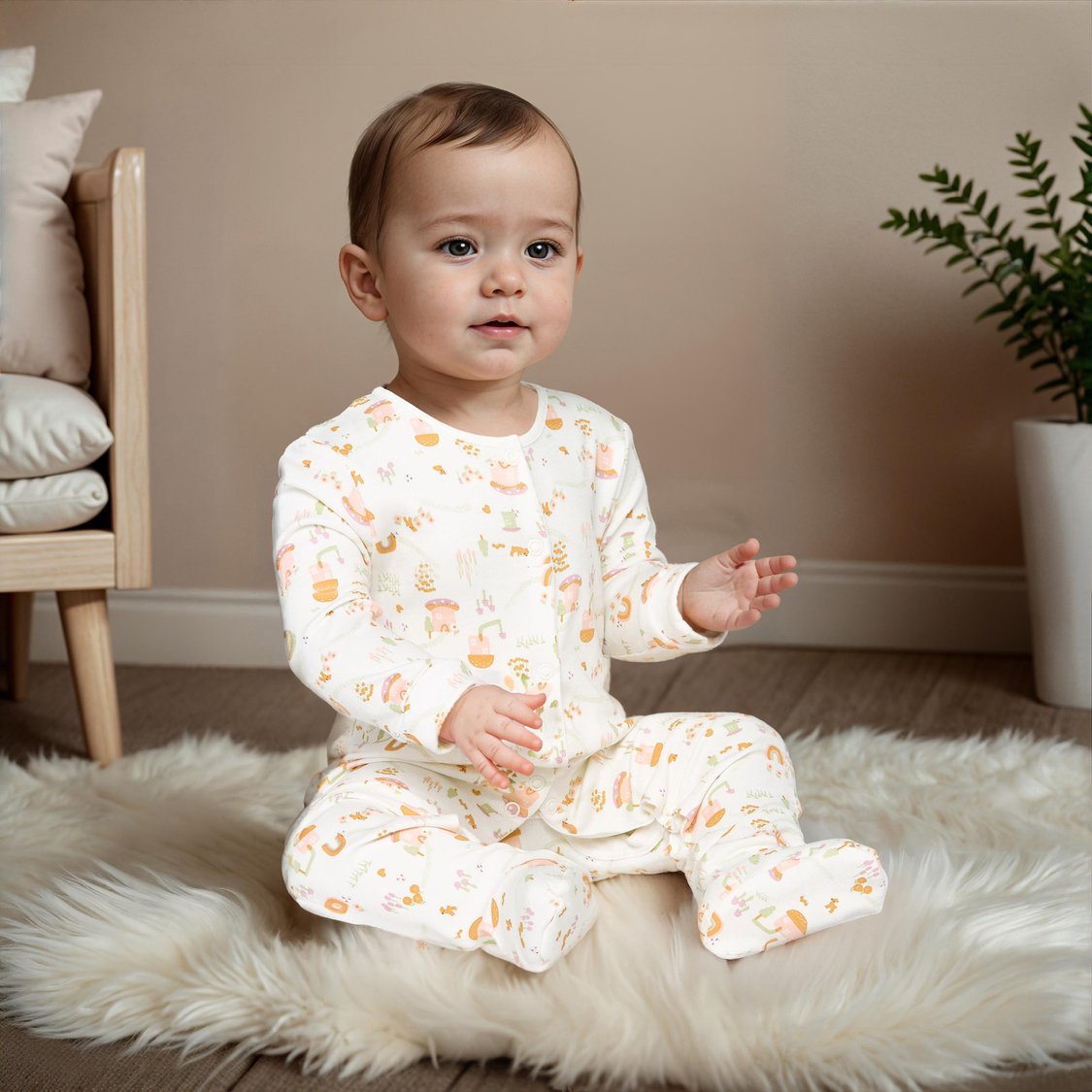Juniors Printed Closed Foot Sleepsuit with Long Sleeves - Set of 3