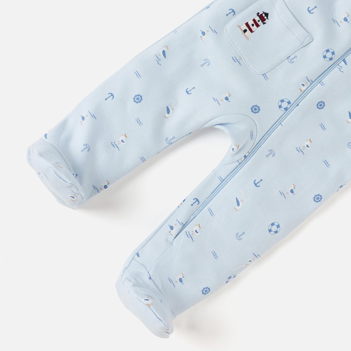 Juniors Graphic Print Closed Feet Sleepsuit with Zip Closure