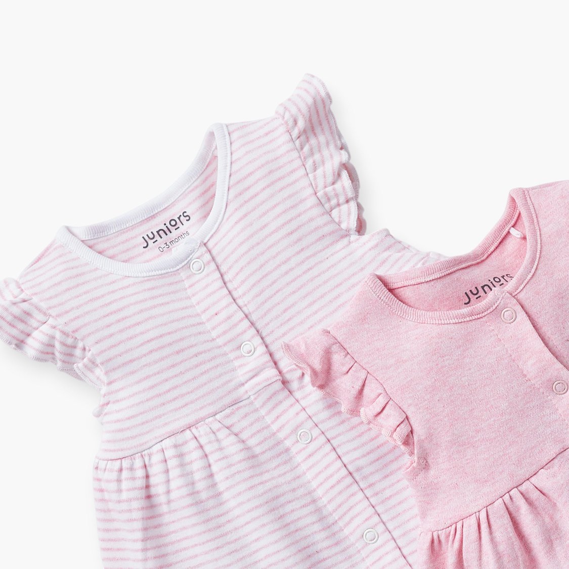 Juniors Assorted A-Line Dress with Ruffle Sleeves and Button Closure - Set of 2