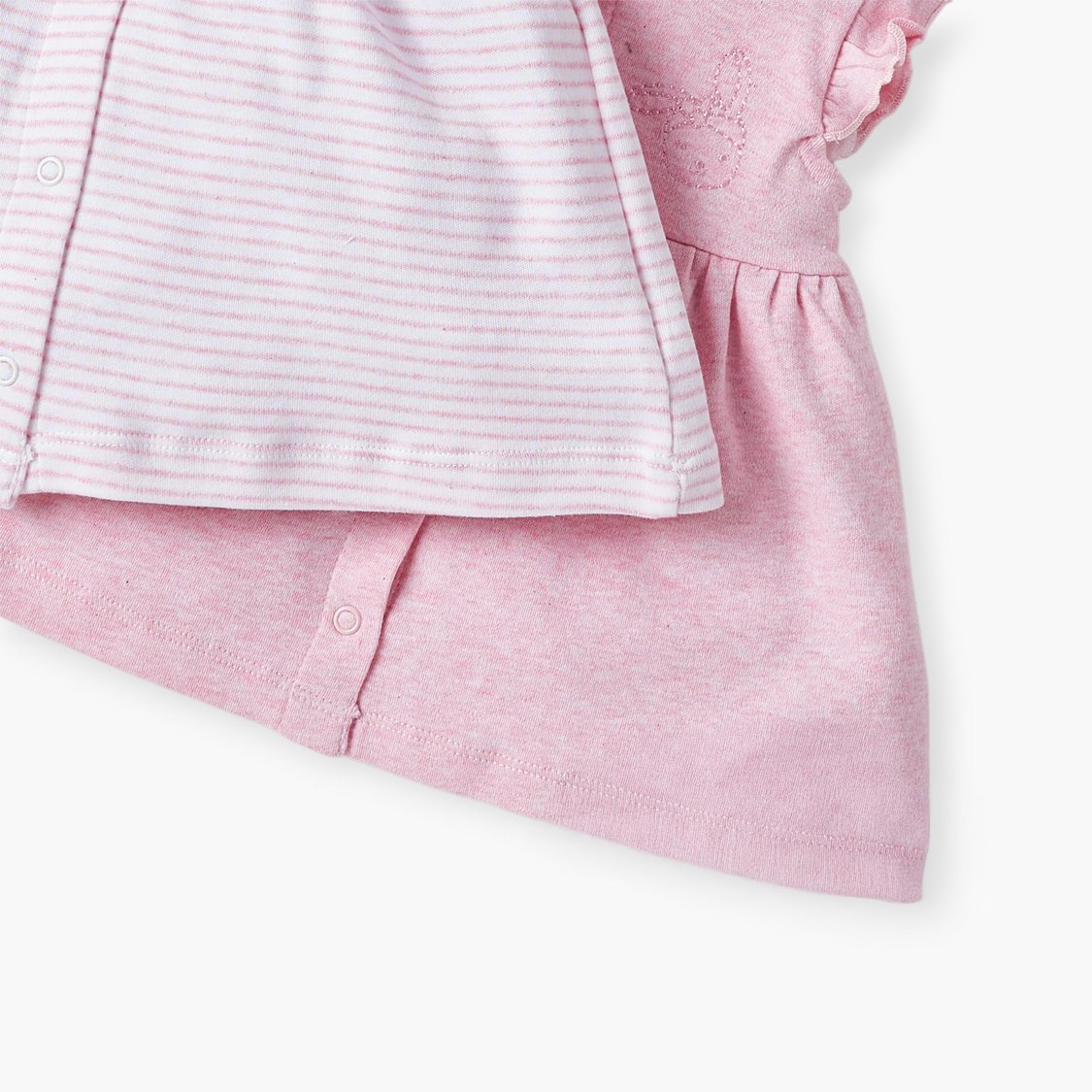 Juniors Assorted A-Line Dress with Ruffle Sleeves and Button Closure - Set of 2