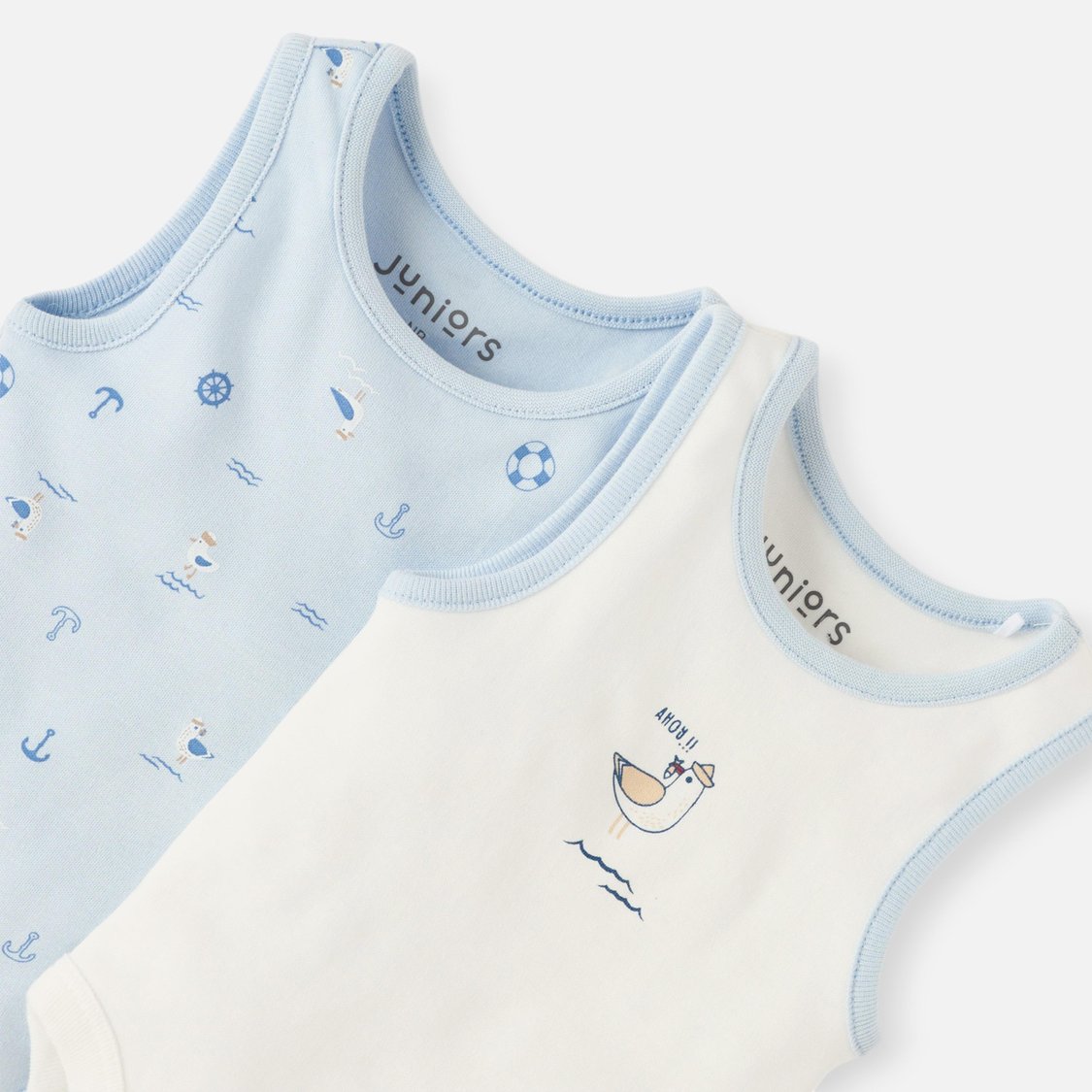 Juniors Printed Sleeveless Bodysuit with Round Neck - Set of 2