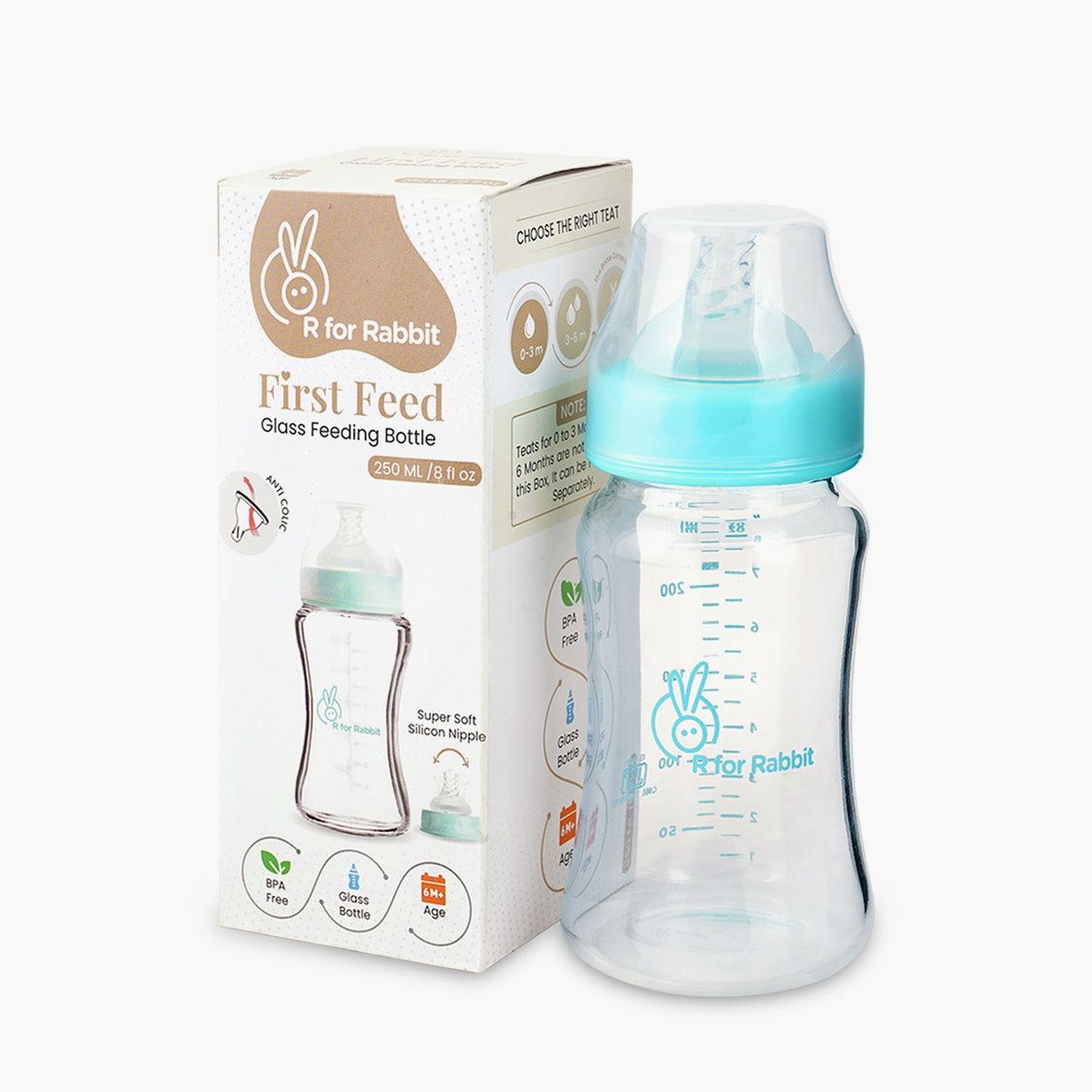 R for Rabbit First Feed Glass Feeding Bottle - 240 ml