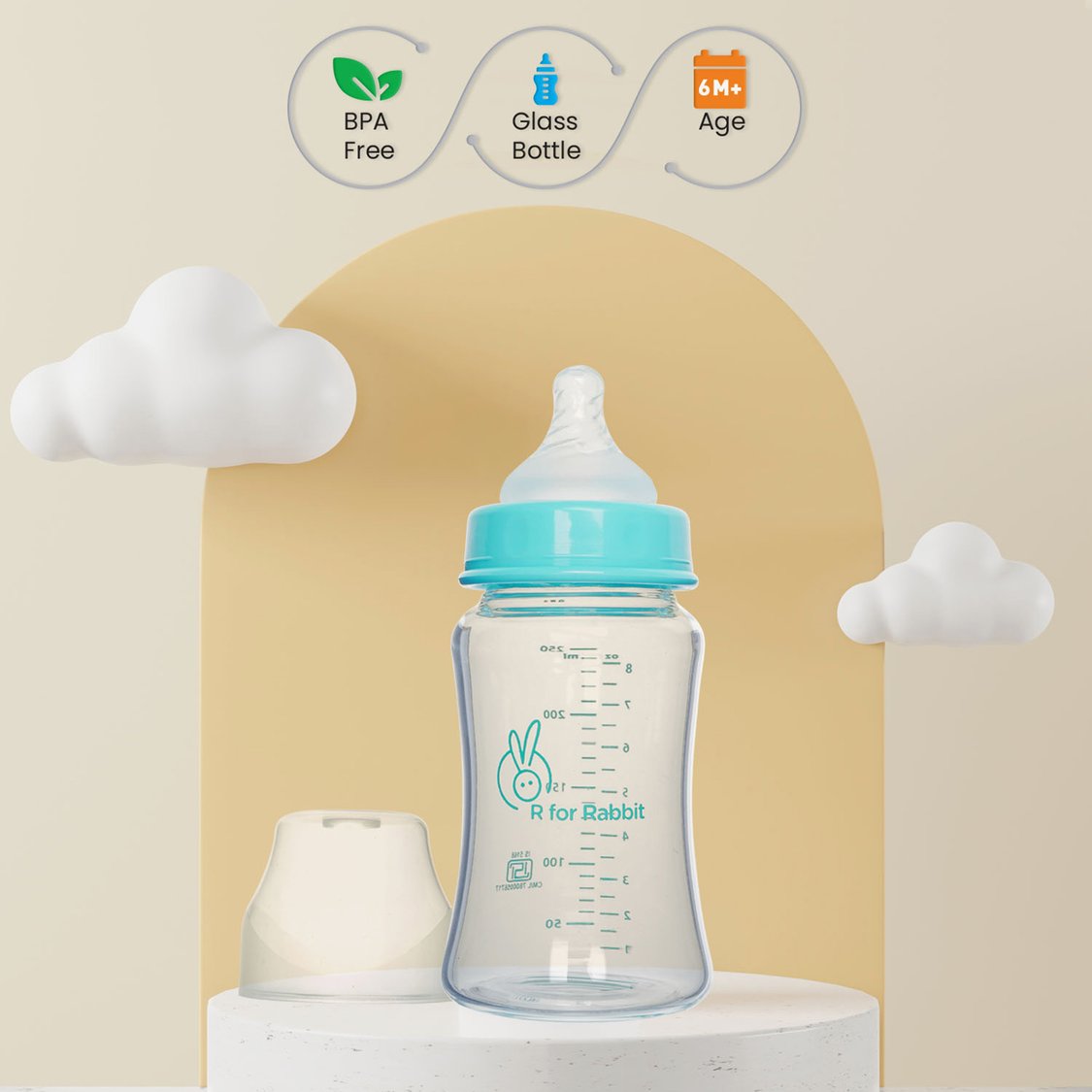 R for Rabbit First Feed Glass Feeding Bottle - 240 ml