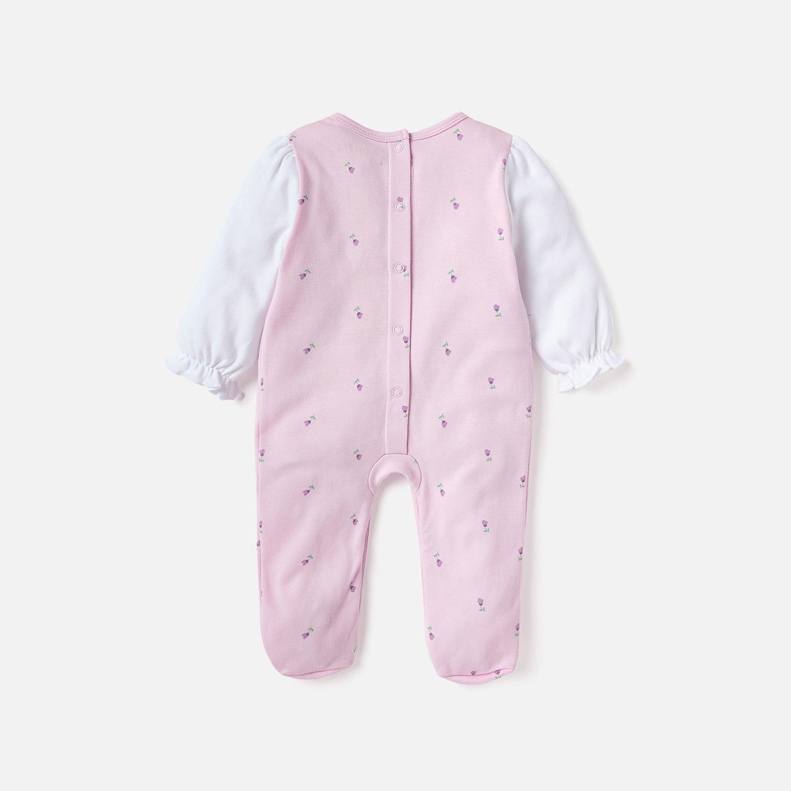 Juniors Bow Applique Closed Feet Sleepsuit with Long Sleeves