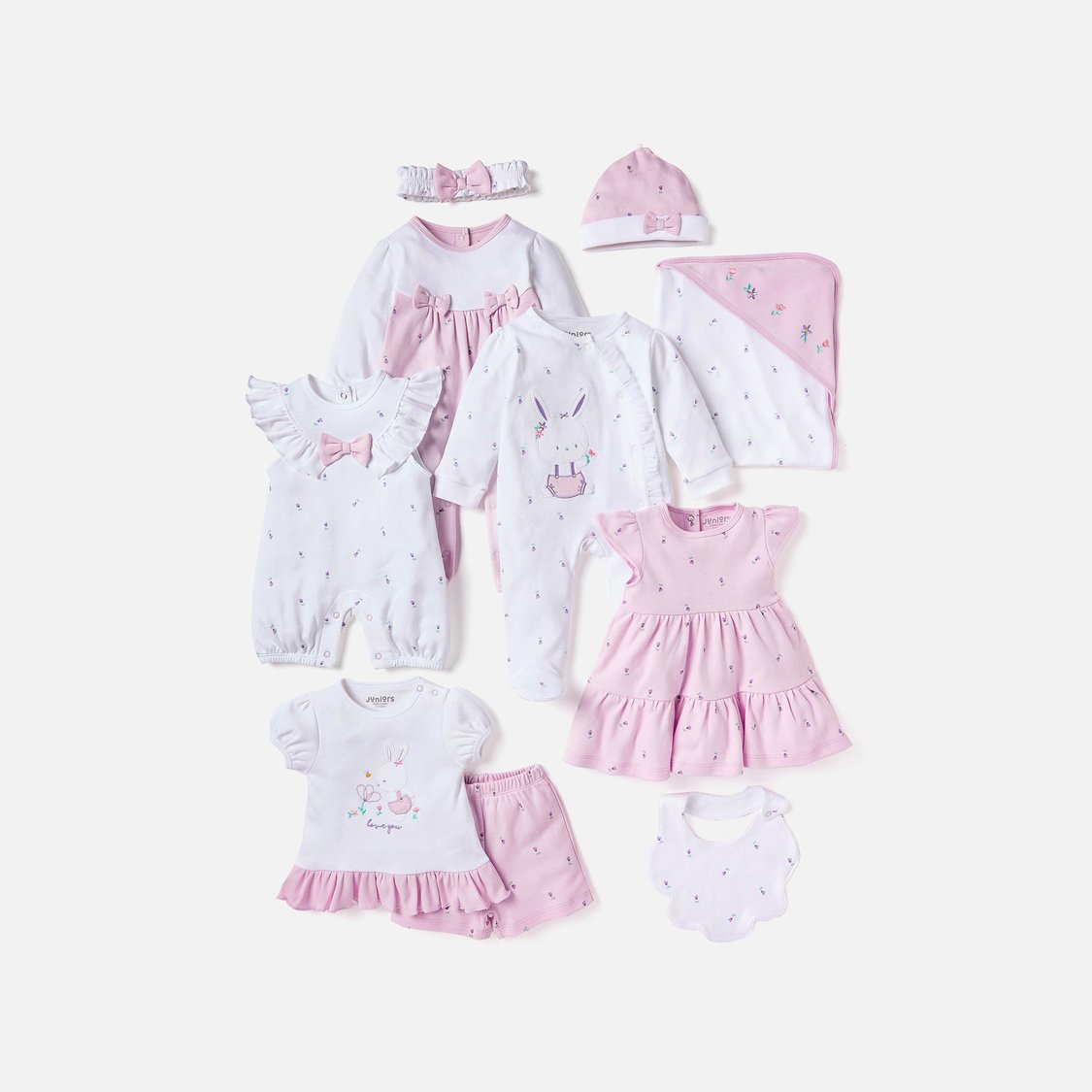 Juniors Bow Applique Closed Feet Sleepsuit with Long Sleeves