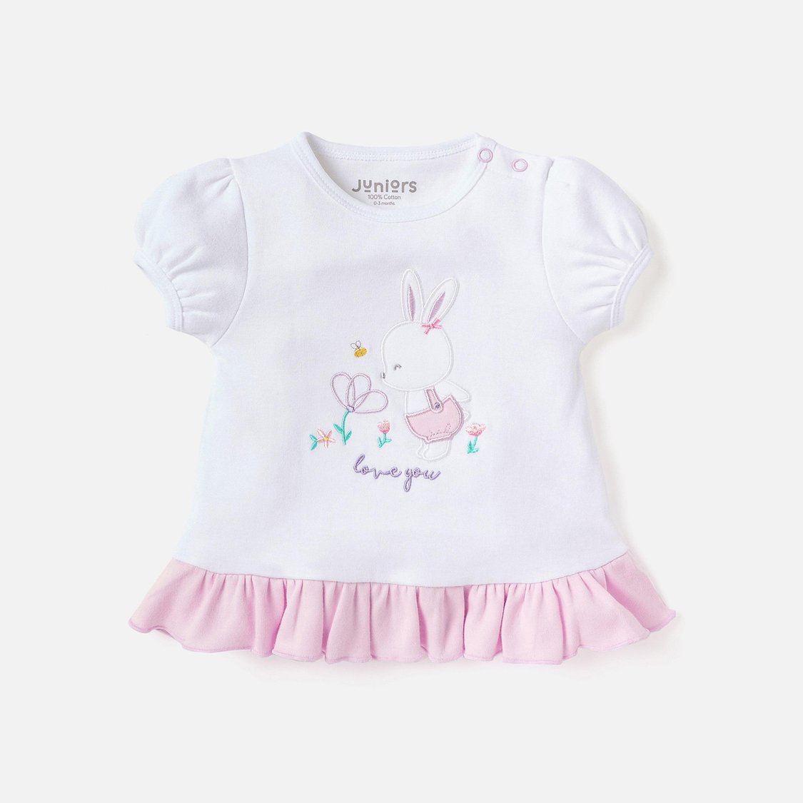 Juniors Bunny Embroidered Top and Shorts Set