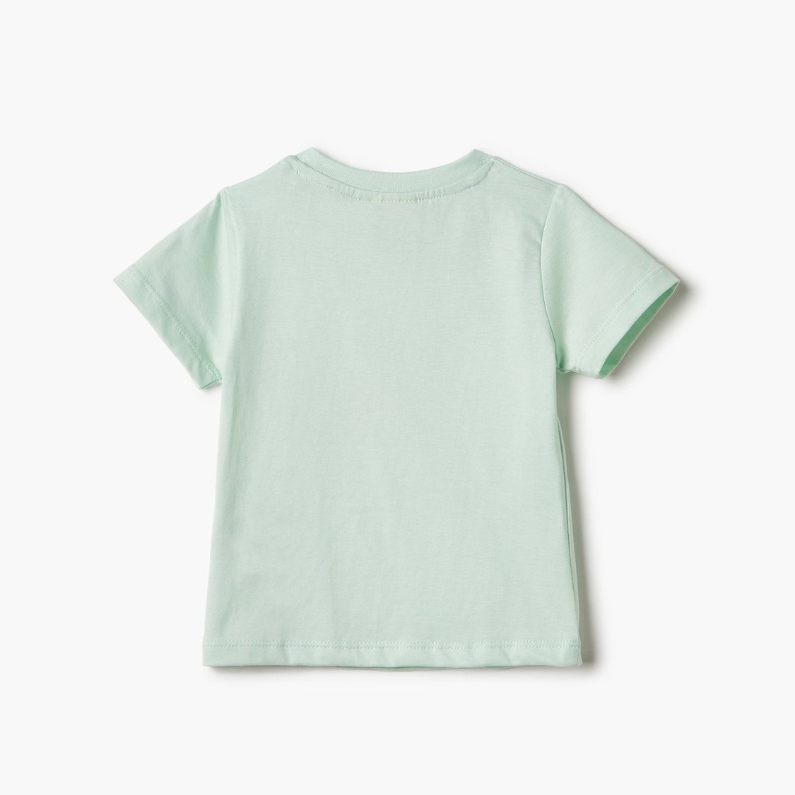 Juniors Graphic Print Round Neck T-shirt with Short Sleeves and Button Closure