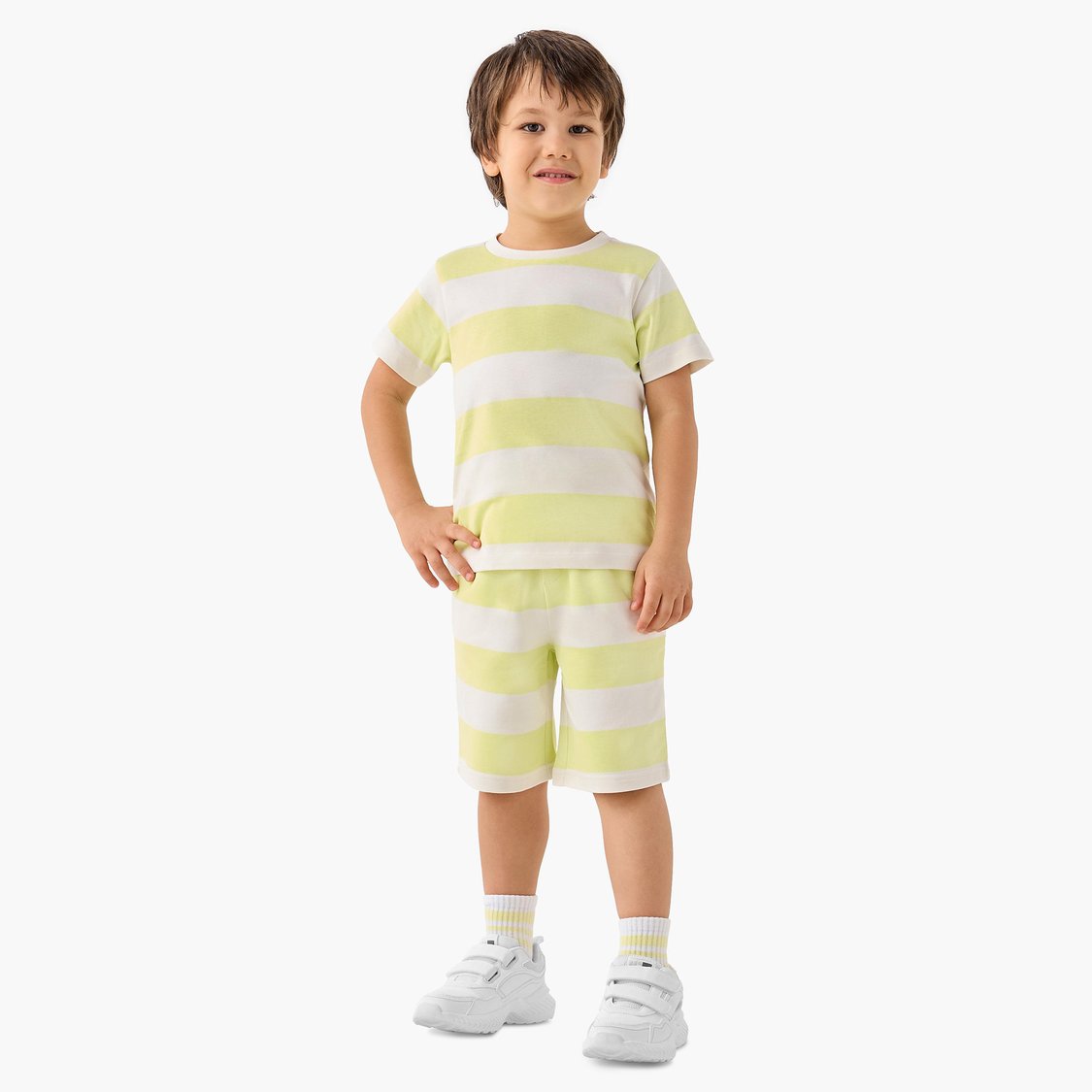 Juniors Striped T-shirt with Short Sleeves and Crew Neck