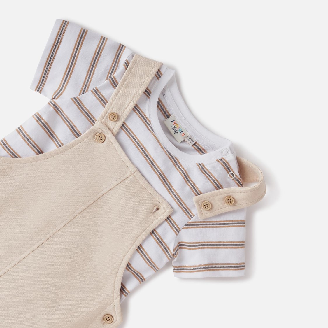 Juniors Striped T-shirt and Dungaree Set