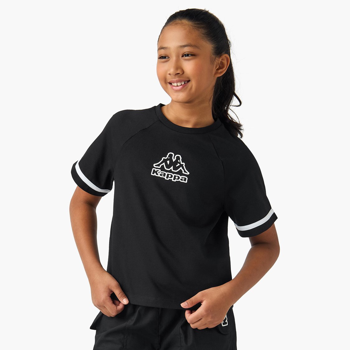 Kappa Logo Print Round Neck T-shirt with Short Sleeves