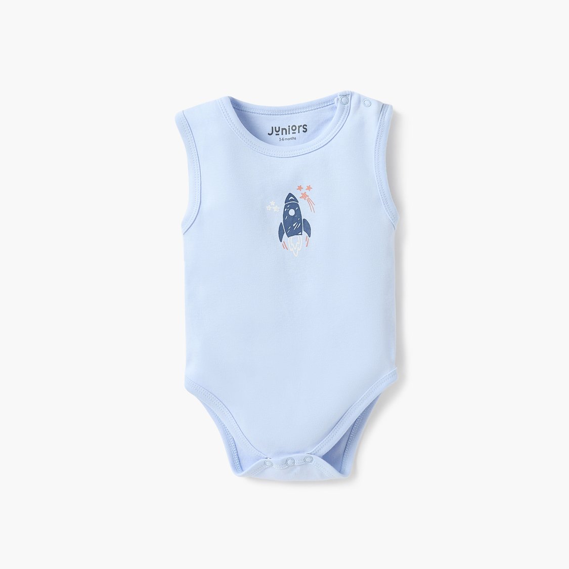 Juniors Space Print Sleeveless Bodysuit with Snap Button Closure - Set of 3