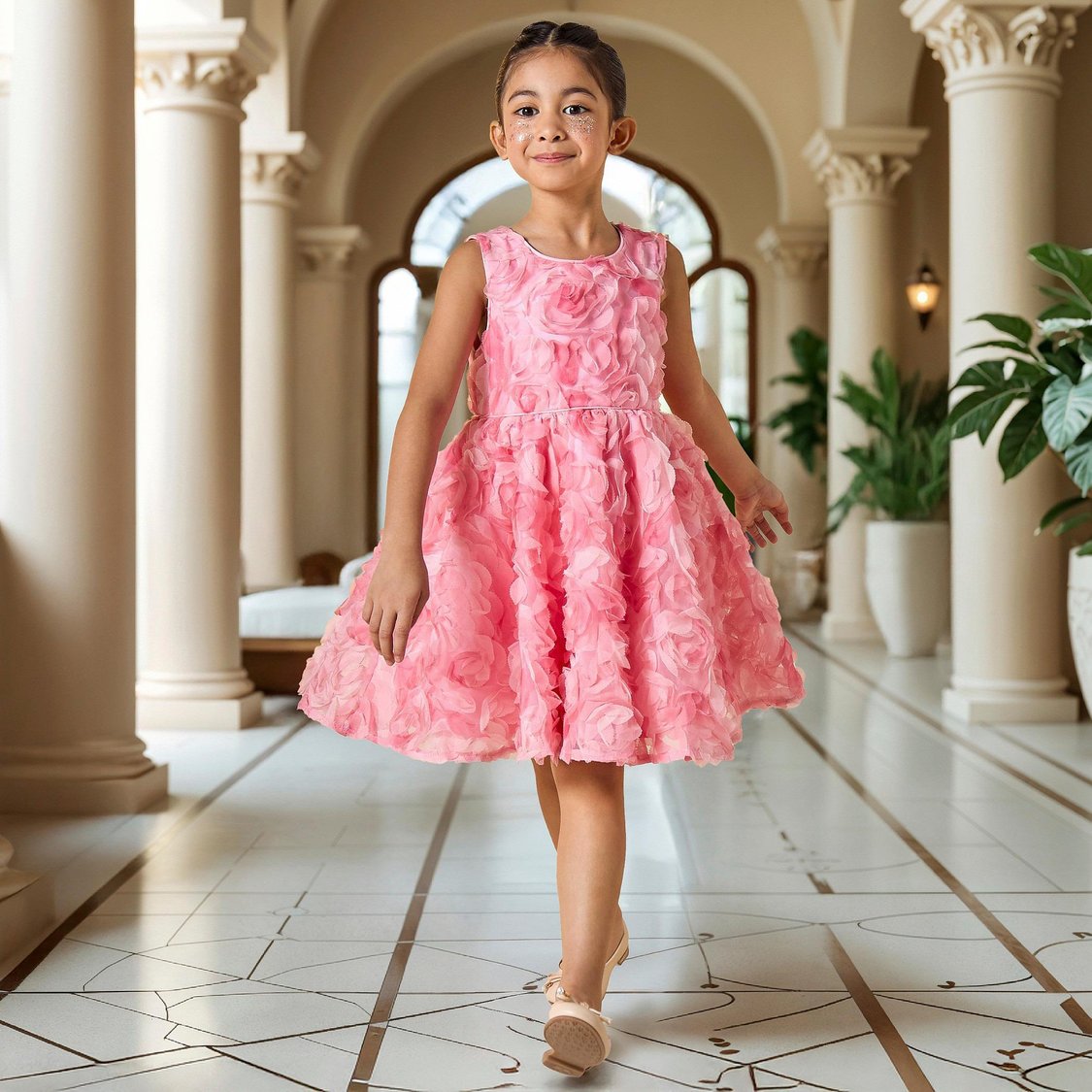 Juniors All-Over Floral Accent Sleeveless Dress