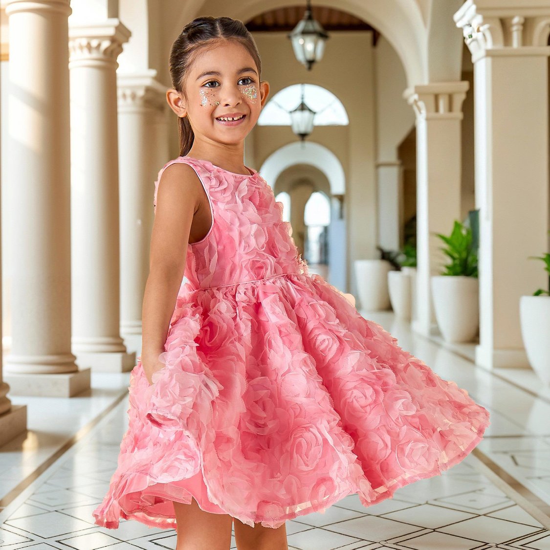 Juniors All-Over Floral Accent Sleeveless Dress