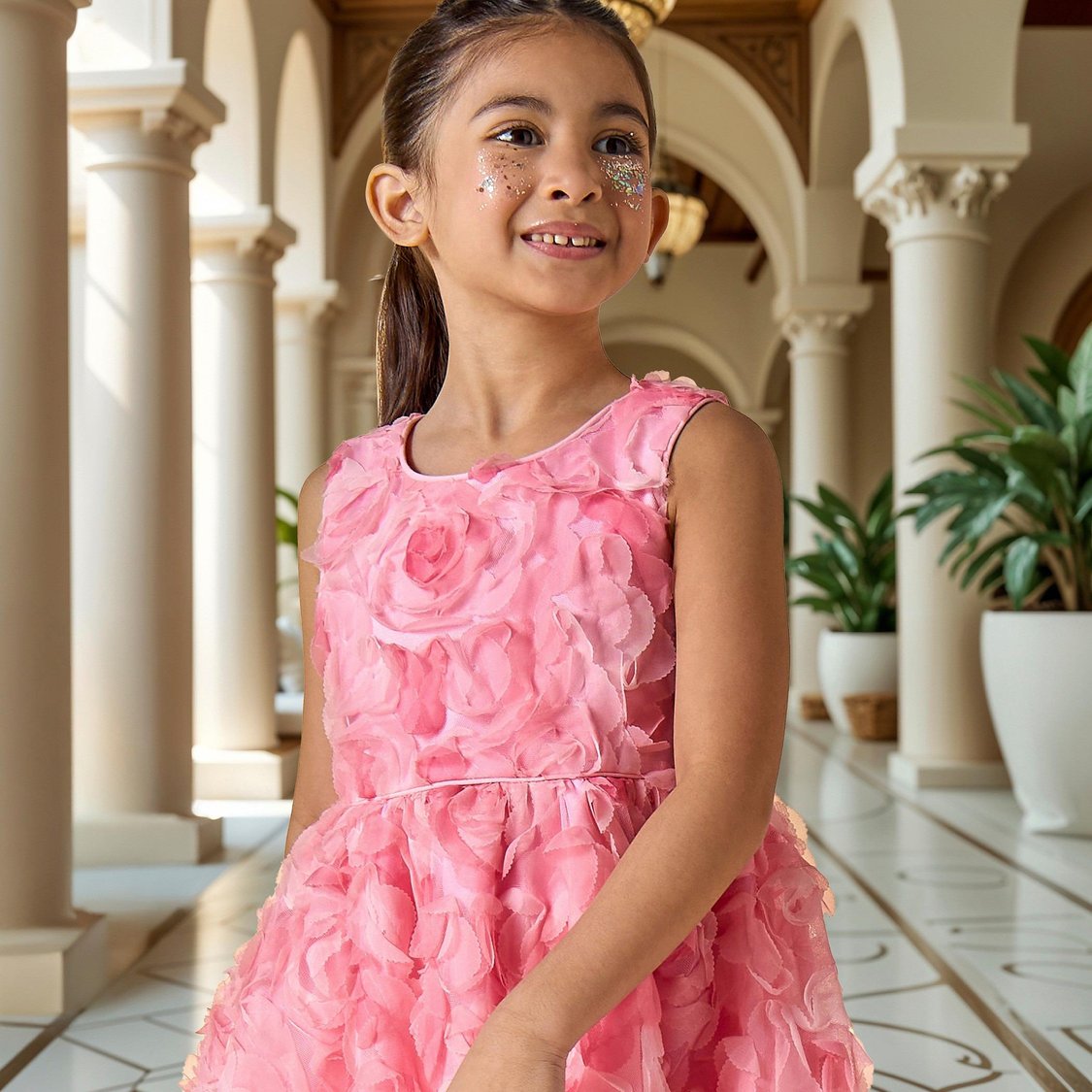 Juniors All-Over Floral Accent Sleeveless Dress