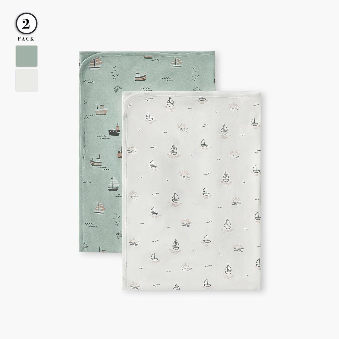 Juniors Nautica Print Receiving Blanket - Set of 2 - 70x70 cm