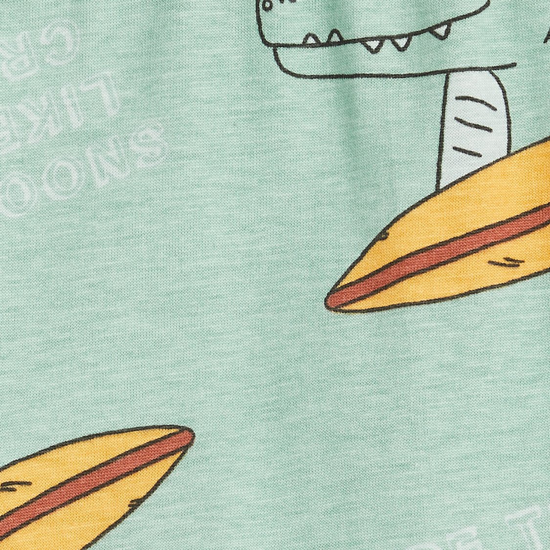 Boys Yellow Crocodile Cartoon Printed T-Shirt With Stripes Shorts Set main image 0