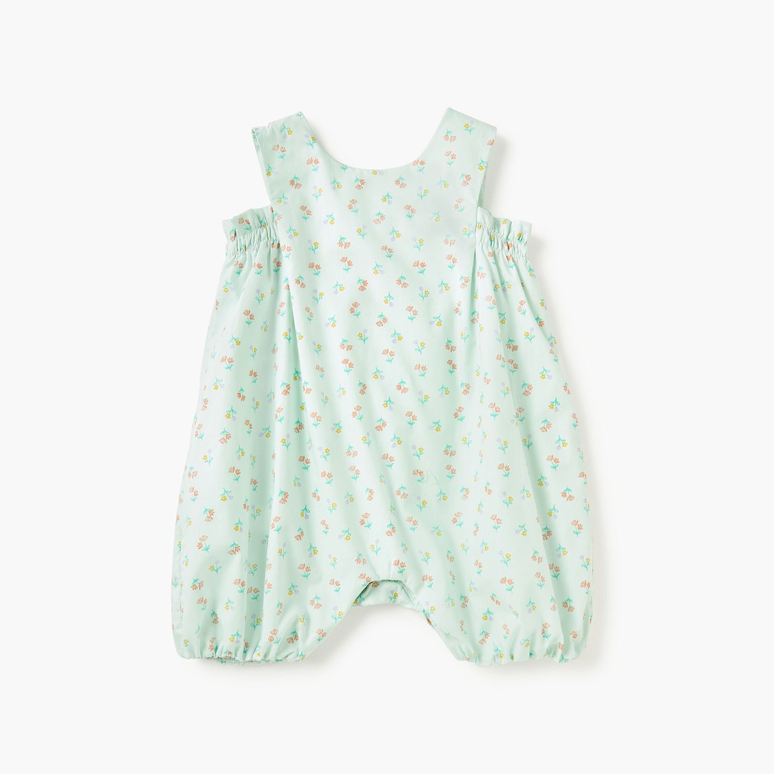Juniors Floral Print Romper with Button Closure