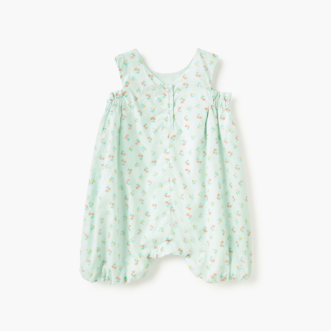 Juniors Floral Print Romper with Button Closure