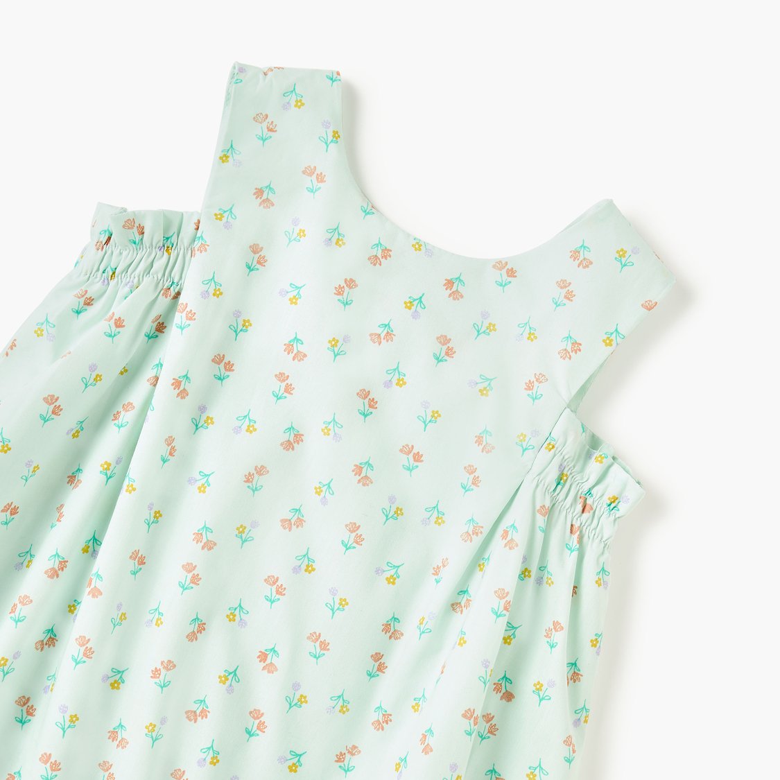 Juniors Floral Print Romper with Button Closure
