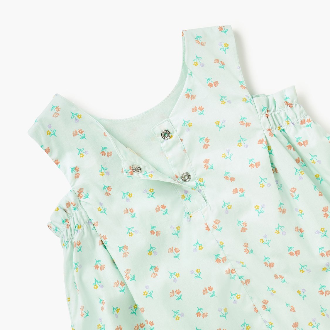 Juniors Floral Print Romper with Button Closure