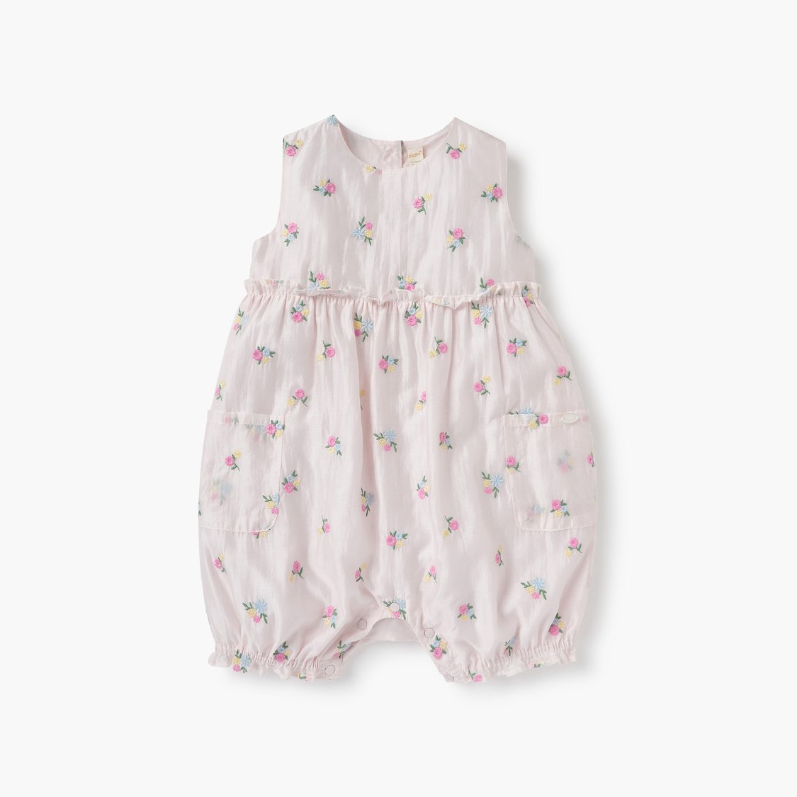Giggles Floral Embroidered Romper with Knit Jacket Overlay
