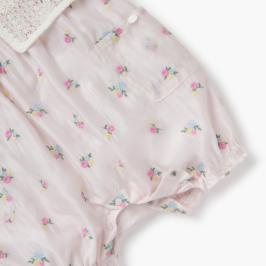 Giggles Floral Embroidered Romper with Knit Jacket Overlay