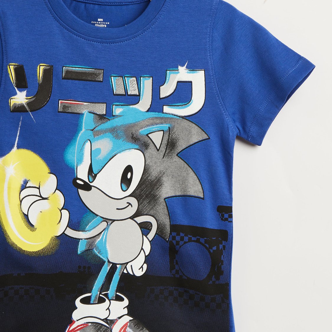 Juniors Sonic Screen Print T-shirt with Short Sleeves