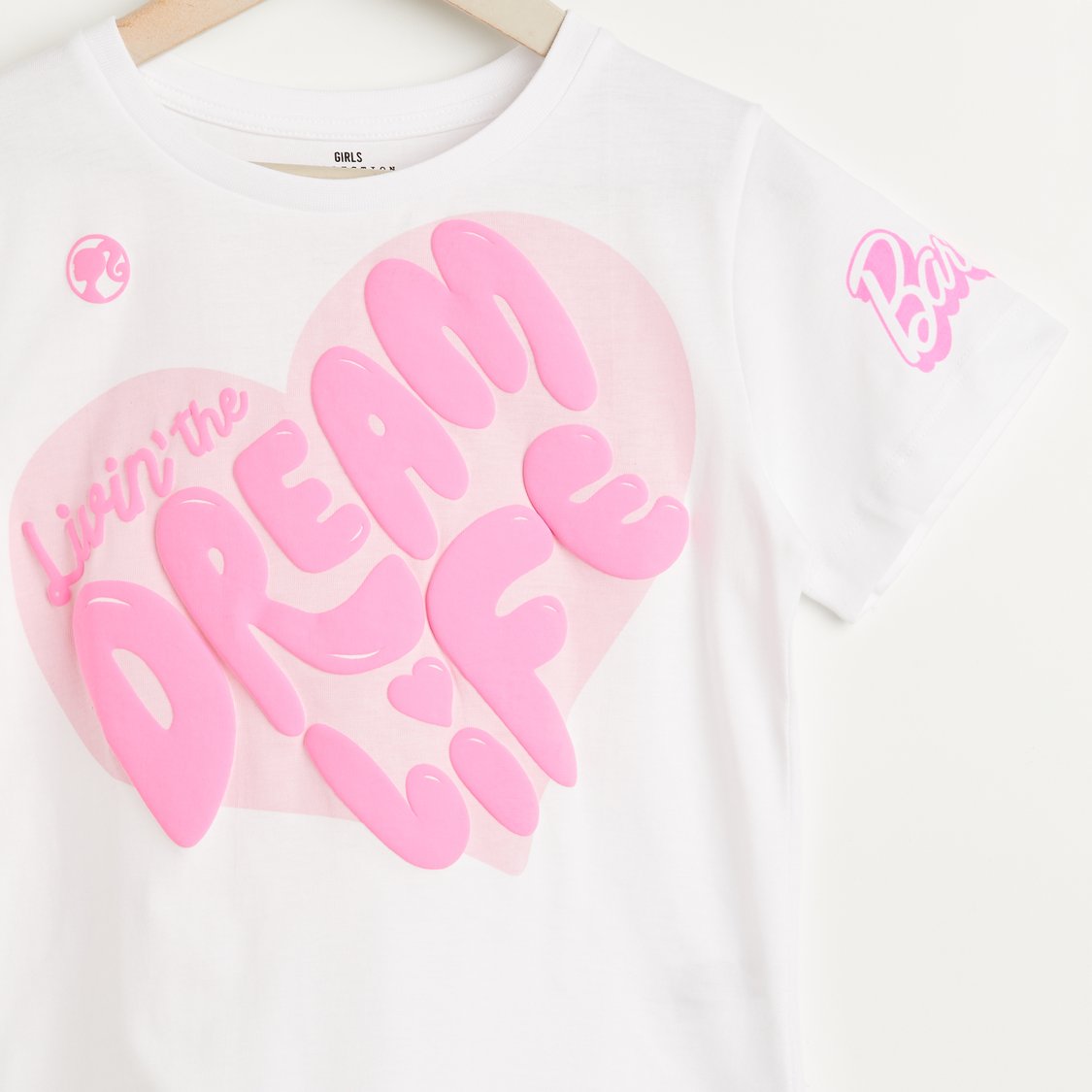 Juniors Barbie Embossed Print T-shirt