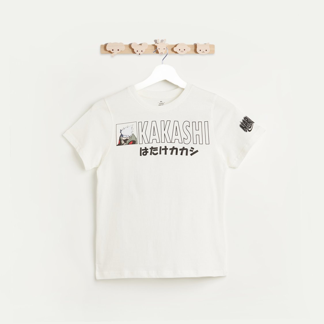 Juniors Kakashi Print Crew Neck T-shirt with Short Sleeves