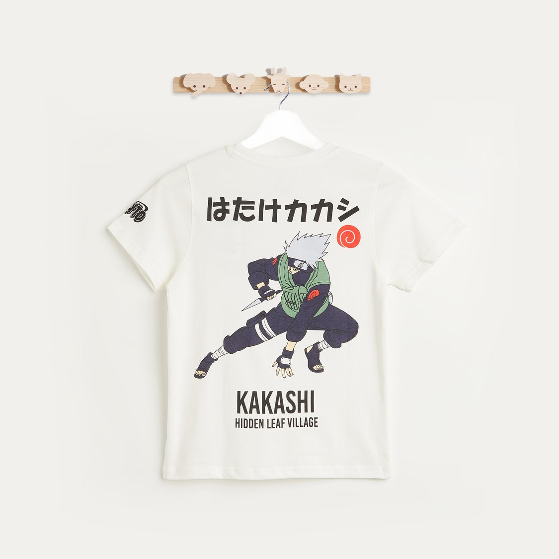 Juniors Kakashi Print Crew Neck T-shirt with Short Sleeves