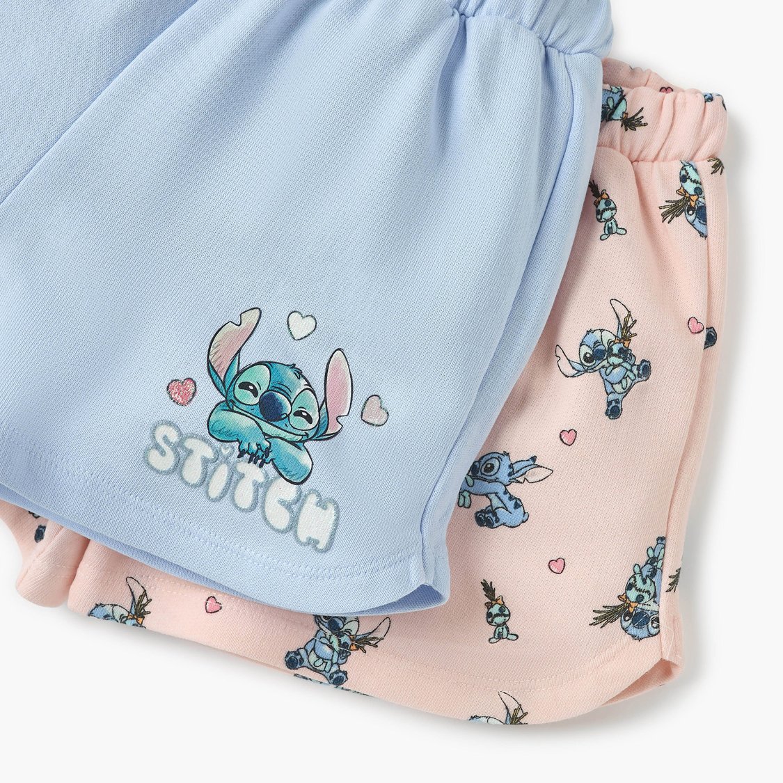 Juniors Stitch Print Shorts with Drawstring Closure - Set of 2