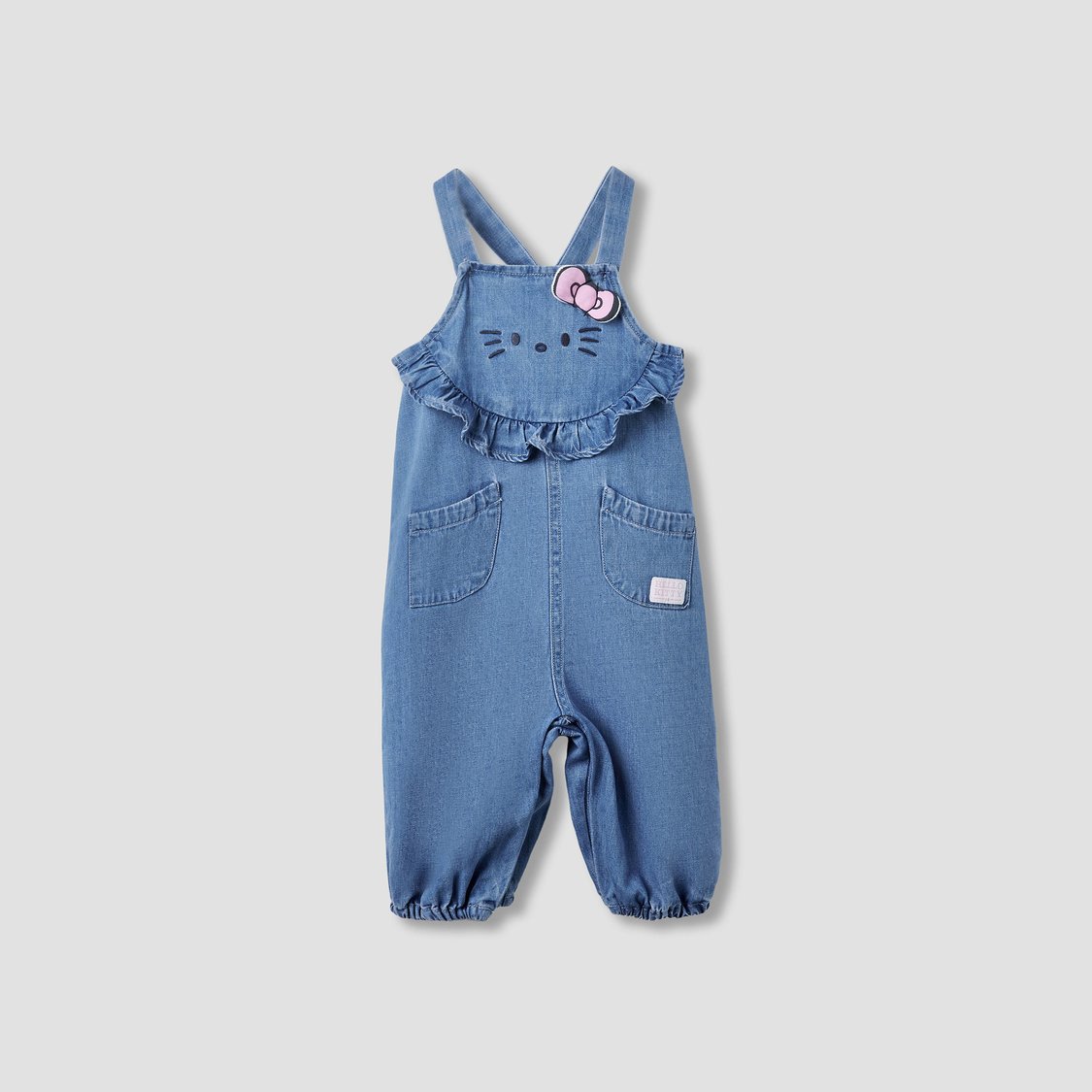 Juniors Hello Kitty Print T-shirt and Denim Dungaree Set