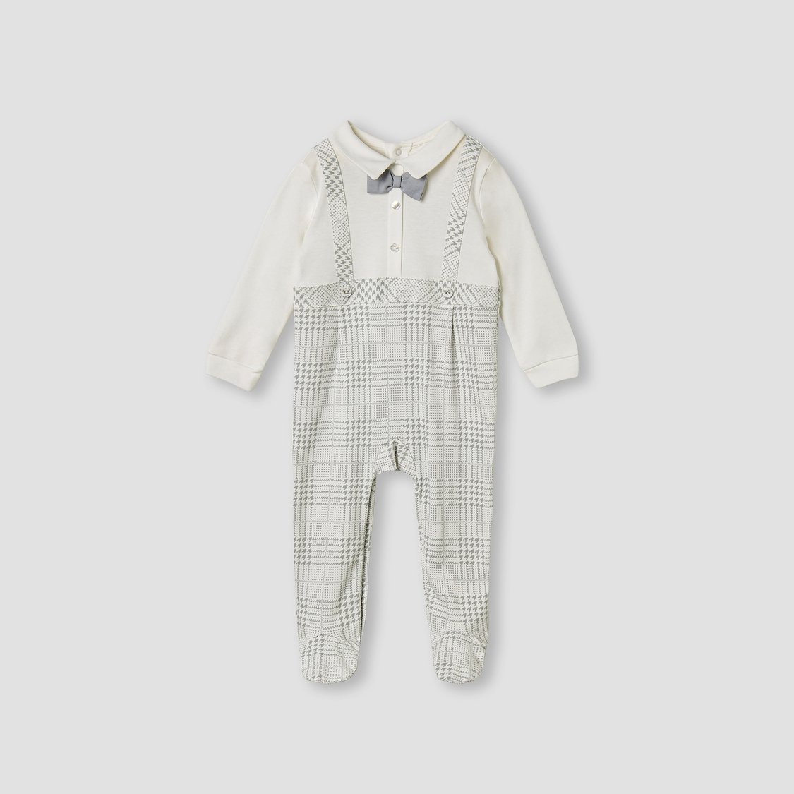 Giggles Checked Sleepsuit with Long Sleeves
