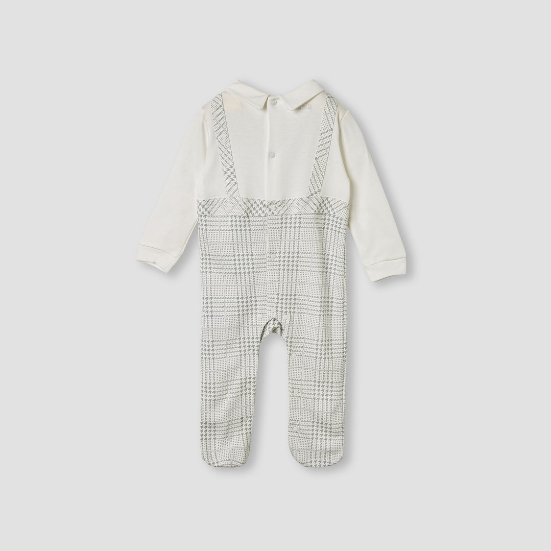 Giggles Checked Sleepsuit with Long Sleeves