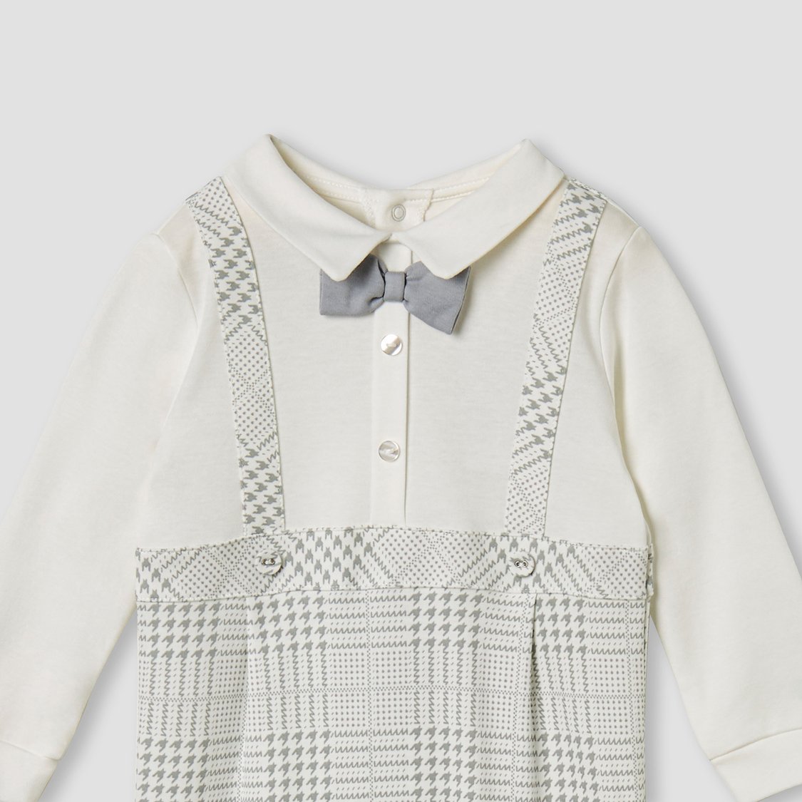 Giggles Checked Sleepsuit with Long Sleeves