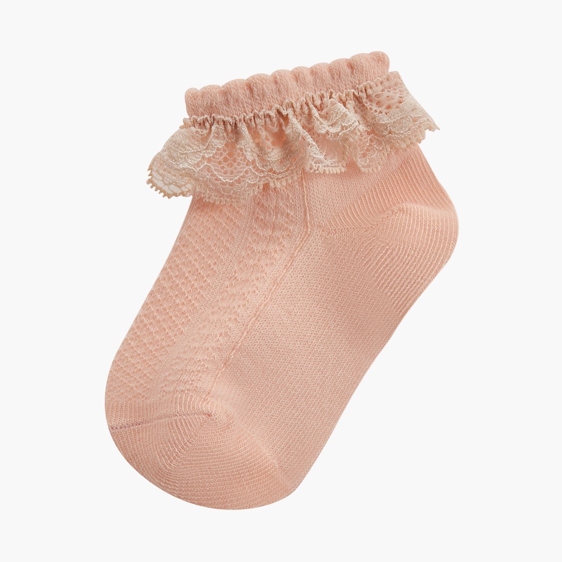 Juniors Ankle Length Socks with Lace Trim - Set of 10