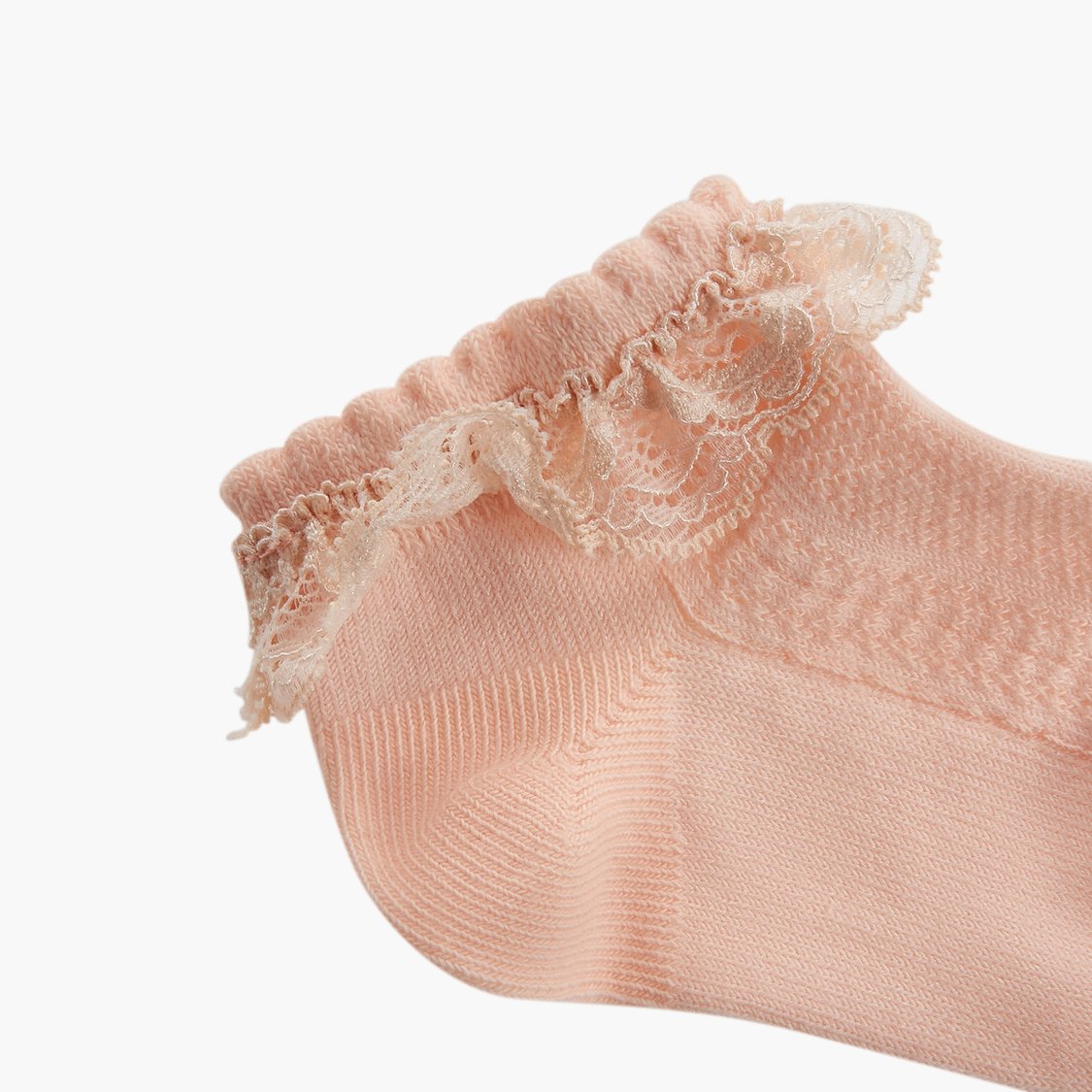 Juniors Ankle Length Socks with Lace Trim - Set of 10