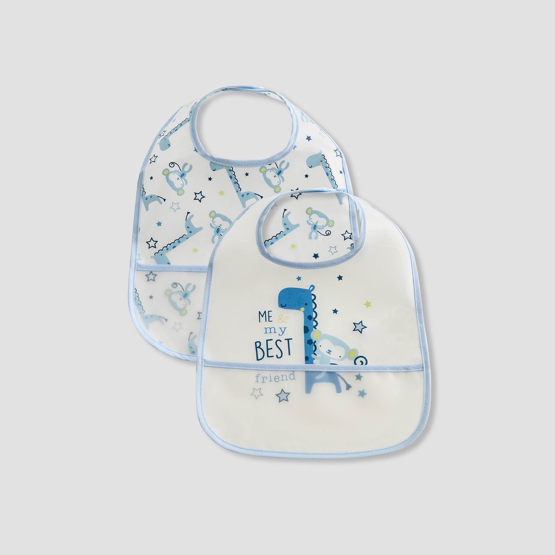 Juniors Dinosaur Print Bib with Velcro Closure - Set of 2