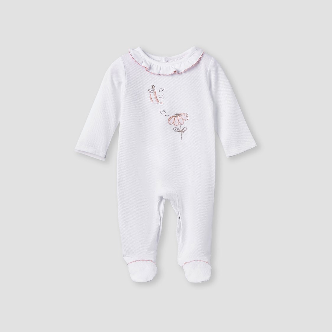 Giggles Embroidered Sleepsuit with Button Closure