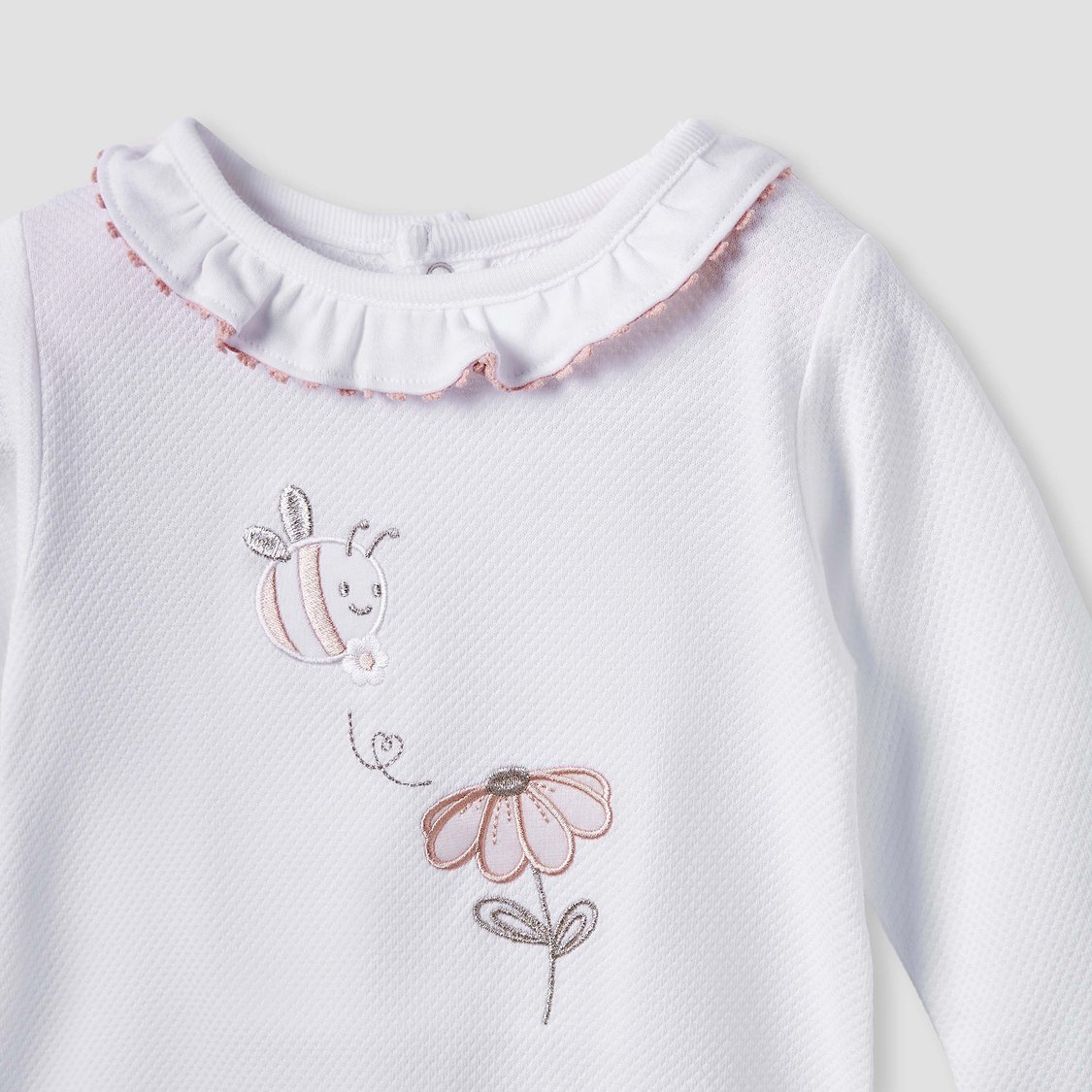 Giggles Embroidered Sleepsuit with Button Closure