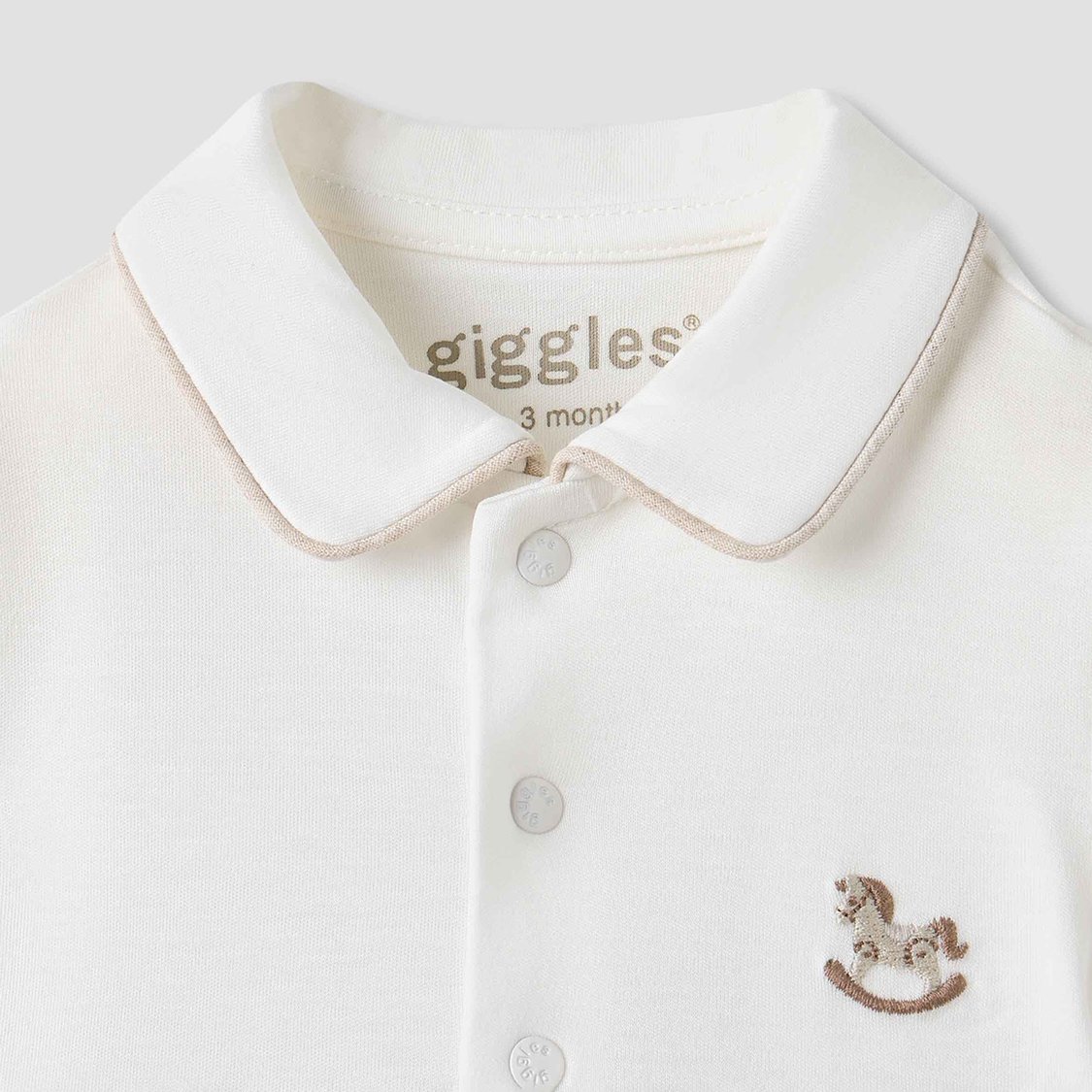 Giggles Rocking Horse Embroidered Collared Romper