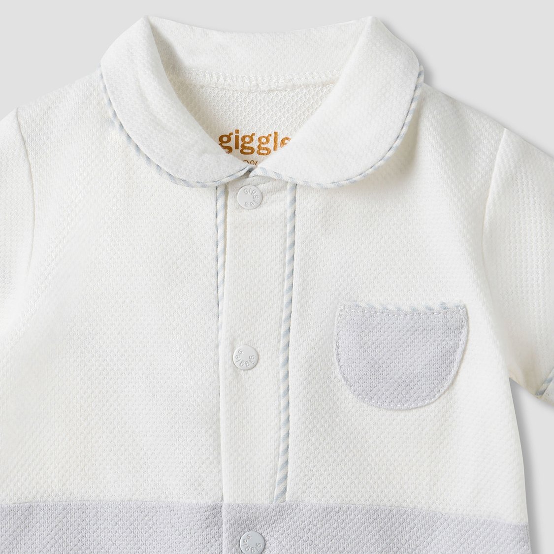 Giggles Textured Romper with Short Sleeves