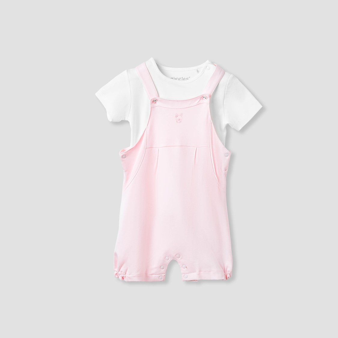 Giggles Embroidered Dungaree and T-shirt Set