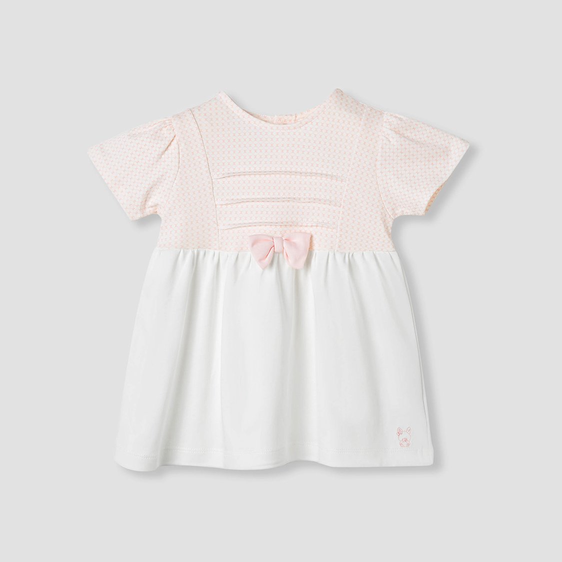 Giggles Printed A-line Dress with Bow Applique
