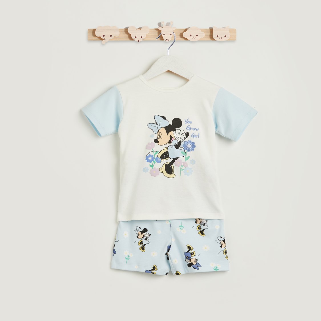 Minnie Mouse Print Short Sleeves T-shirt and Shorts Set