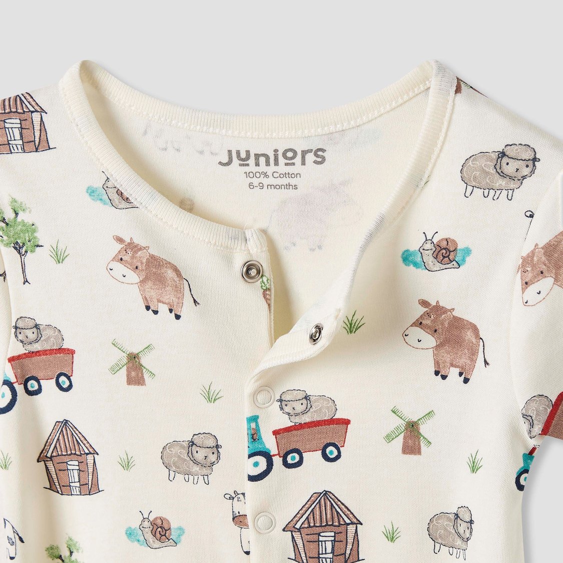 Juniors Farm Print Romper with Short Sleeves - Set of 3